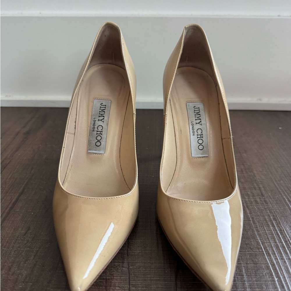 Jimmy Choo Nude Patent Leather Heels